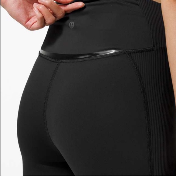 Lululemon Athletica rare black gloss trim run high rise leggings tights Size 2 - Picture 3 of 17